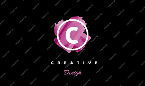 Premium Vector Pink And White Letter C On A Black Background