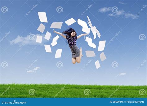 Happy Businesswoman Throw Papers Royalty Free Stock Image Image 28539046