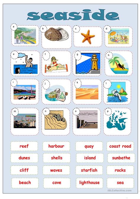 Seaside Matching Worksheet Free Esl Printable Worksheets Made By Teachers