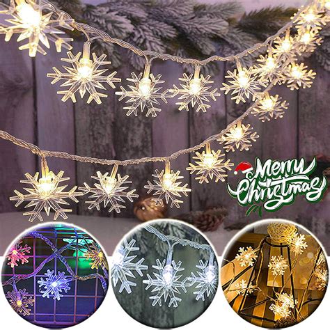 Rosnek LED Snowflake Sting Lights 10ft 20ft Christmas Fairy Lights