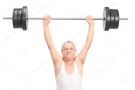 Senior Man Lifting A Heavy Barbell Stock Photo Ljsphotography