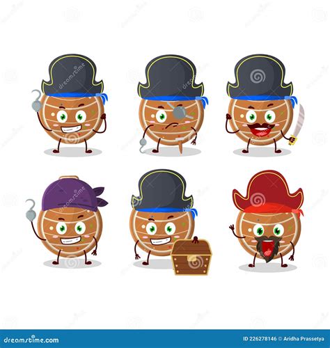 Cartoon Character of Gingerbread Light Blub with Various Pirates Emoticons Stock Vector ...