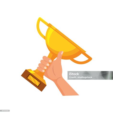 Hand Holding Trophy Victory Stock Illustration Download Image Now