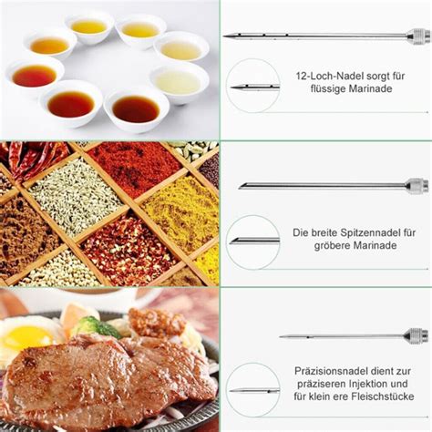 Bratenspritze Set Fleischspritze Edelstahl Marinierspritze PöKelspritze