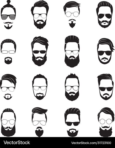 Bearded face black men beards handsome model Vector Image