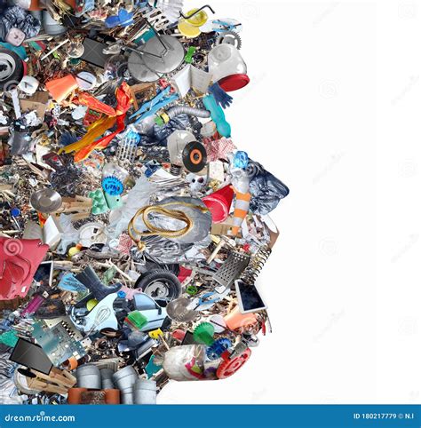 Collage of Pollution and Garbage Objects, Making an Human Profile Stock Image - Image of ecology ...