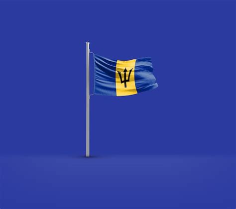 Premium AI Image Barbados National Flag Waving In Beautiful Sky