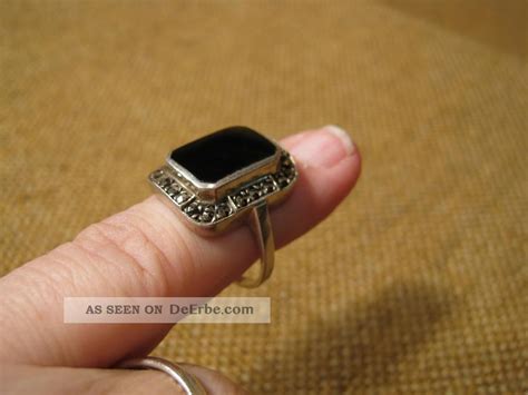 Alter Ring Mit Markasit Onyx 925er Silber 1930