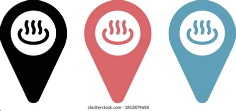 Japanese Hot Spring Flat Icon Set Stock Vector Royalty Free Shutterstock