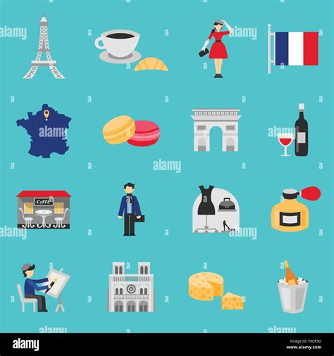 France Icons Flat Set Stock Vector Image And Art Alamy