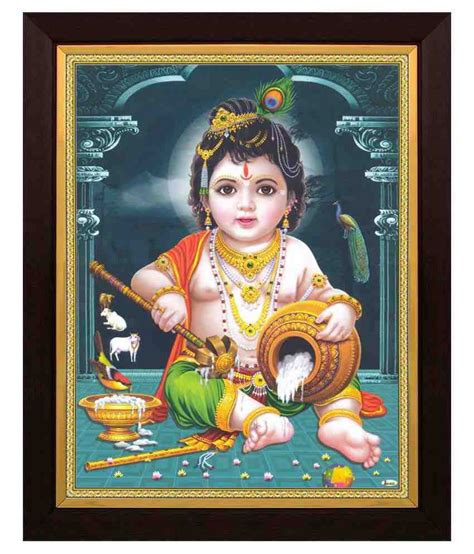 Avercart Textured Lord Krishna Baby Krishna Bal Gopal Poster With Frame