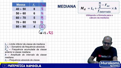 Calcule A Mediana Do Conjunto De Dados Representado Pelo Quadro