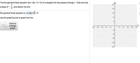 Solved Find The General Linear Equation Ax By C 0 Of A