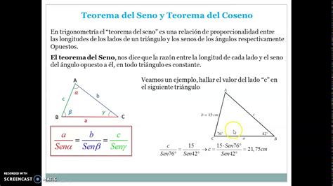 Er Teoremas Seno Y Coseno Teoremas Del Seno Y El Coseno Ejercicios
