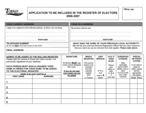 Fillable Online Torbay Gov Application To Be Included In The Register