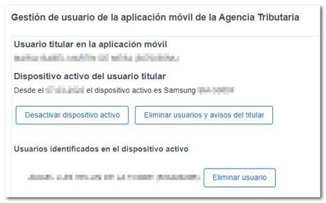 Agencia Tributaria APP AEAT Servicios Renta Gestión de dispositivos