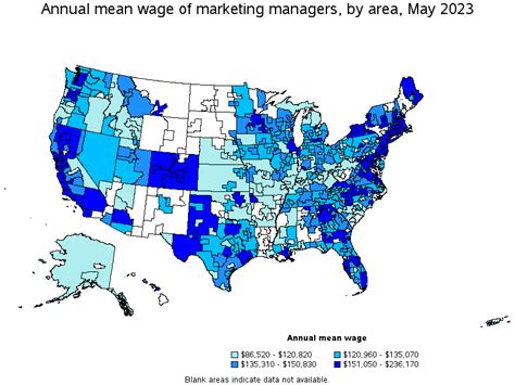 Map Of Annual Mean Wages Of Marketing Managers By Area May 2023