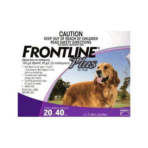 Frontline Plus Flea and Tick Prevention for Large Dogs (20 kg to 40 kg ...