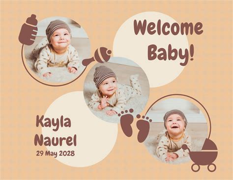Beige And Orange Simple Ellipse Baby Collage Venngage