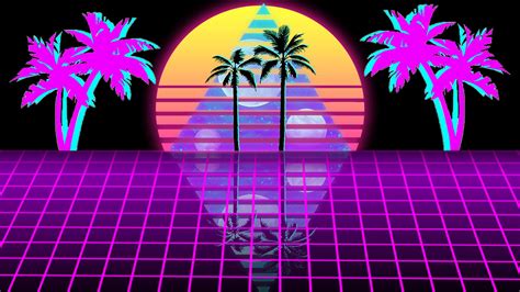 Vaporwave Palm Trees Yellow Moon Reflection Hd Vaporwave Wallpapers Hd Wallpapers Id 79743