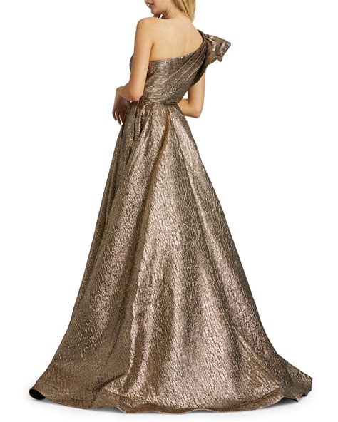 Mac Duggal Asymmetric Ruffle Metallic Ball Gown Ball Gowns One