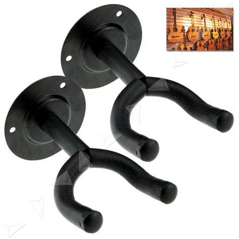 2 Pcs Padded Guitar Bass Wall Mounting Brackets Display Hangers Hooks
