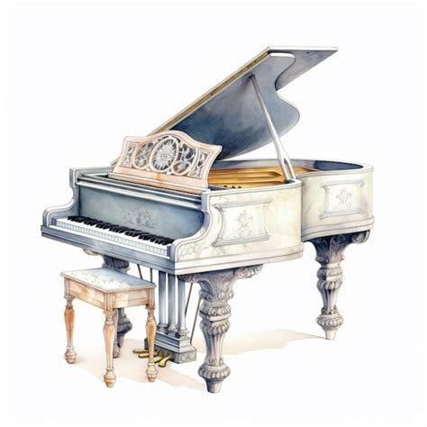 Premium Ai Image There Is A Painting Of A Grand Piano And A Stool