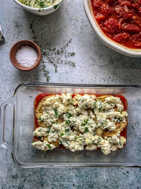 Eggplant Parmesan With Garlic Roasted Tomatoes And Herbed Ricotta The Cook Nook Roast Eggplant