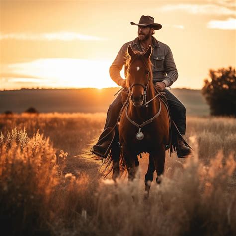 Premium AI Image | cowboy riding his horse