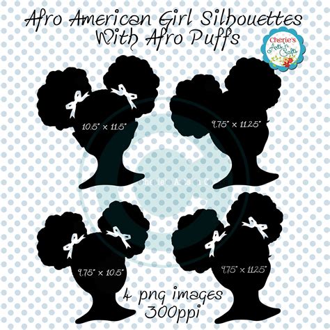 Afro Puffs Clip Art African American Girl Silhouette Natural Hair Afro Puffs Hair Style Clip Art