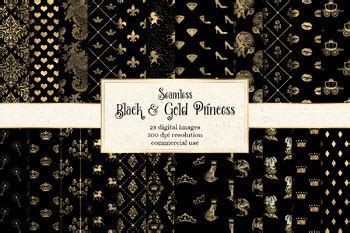 Black And Gold Princess Digital Paper By Digital Curio TpT