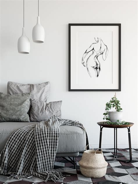 Fine Line Erotic Printable Nude Female Body Minimalist Naked Art