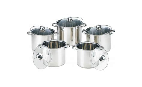 Set 5 Oale Din Inox Cu Capace De Sticla Termorezistenta S Arhivat