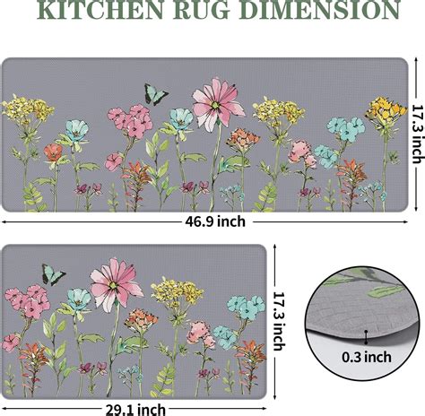 Juego De Tapetes De Cocina Con Flores Coloridas Y Mariposas Para Piso