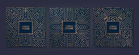 Vector Set Of Luxury Cover Templates Square Line Art Deco Patterns