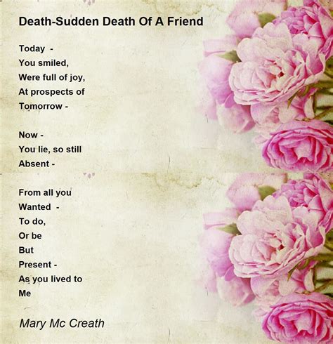 Death-Sudden Death Of A Friend - Death-Sudden Death Of A Friend Poem by ...