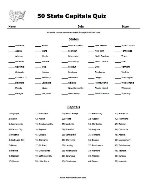 States And Capitals Worksheets Engaging Learning Resources For Geography Education