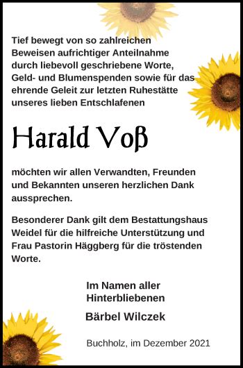 Traueranzeigen Von Harald Vo Trauer Nordkurier