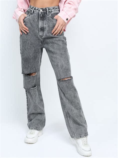 Buy Tokyo Talkies Light Grey Straight Fit Highly Distressed Jeans For