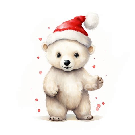 20 Polar Bear Watercolor Christmas Clipart Png Images Polar Bear Bundle Xmas Cards Noel Xmas