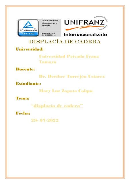 Displasia De Cadera Mary Colque Udocz