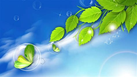 Freshest Frutiger Aero Hd Wallpaper Verdant Leaves And Bubbles