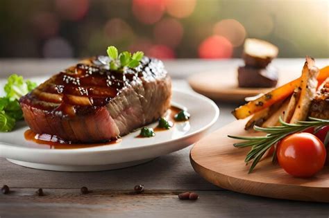Premium Ai Image A Steak With Pineapple And Pineapple On A Plate