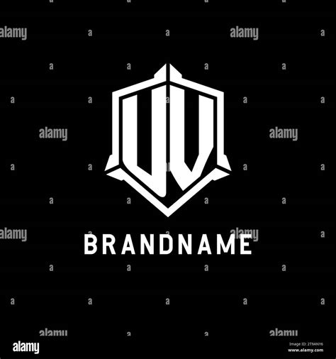 UV Logo Initial With Shield Shape Design Style Vector Graphic Stock