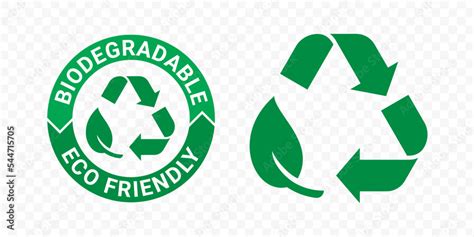 Biodegradable Recyclable Icons Organic Bio Package Vector Leaf And Arrow Label Plastic Free