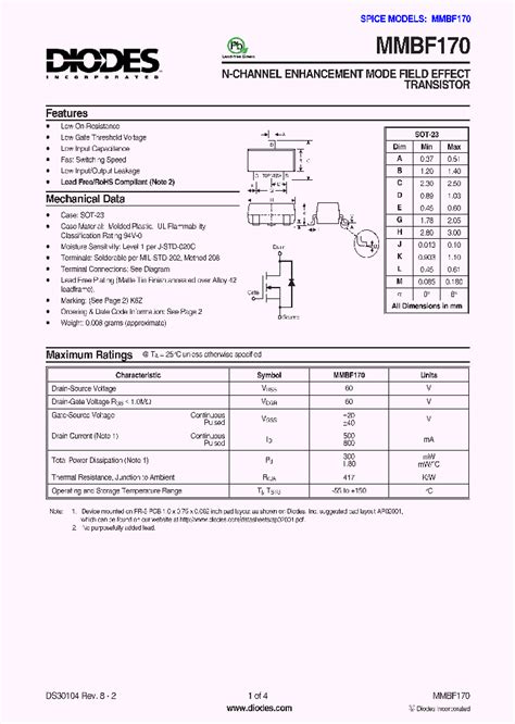 Mmbf170 7 F938841pdf Datasheet Download Ic On Line