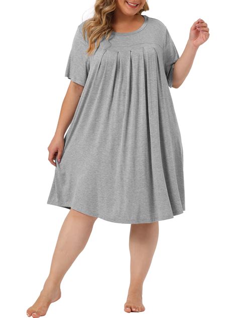 Agnes Orinda Womens Plus Size Nightgown Sleepwear Short Sleeve Sleep