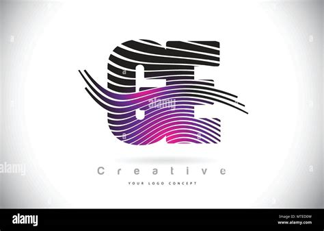 Ge G E Zebra Texture Letter Logo Design With Creative Lines And Swosh