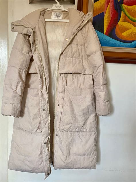 Nude Long Puffer Coat On Carousell