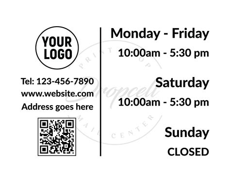 Store Hours Decal Hours Of Operation Sticker Business Etsy